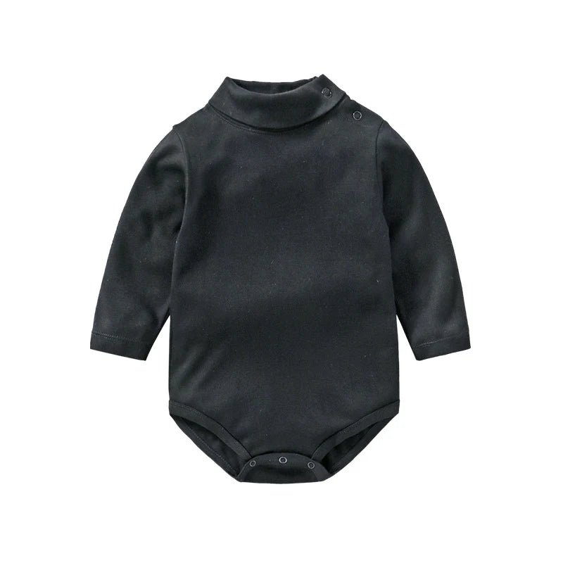 0-3 Yrs Baby Infant Clothing Turtle Neck Cotton Rompers Solid Color Newborn Boys Girls Autumn Winter Long Sleeve Jumpsuit Tops
