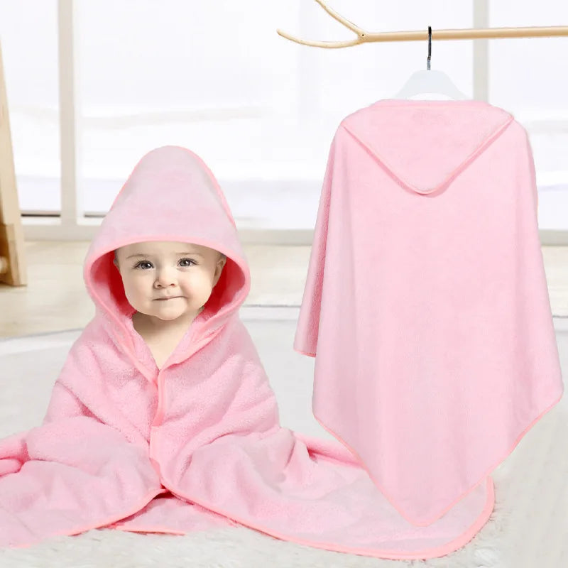 80*80cm Baby Bath Towel Toddler Bathrobe Newborn Swaddle Blankets with Hood Coral Fleece Soft Kids Bedding Item