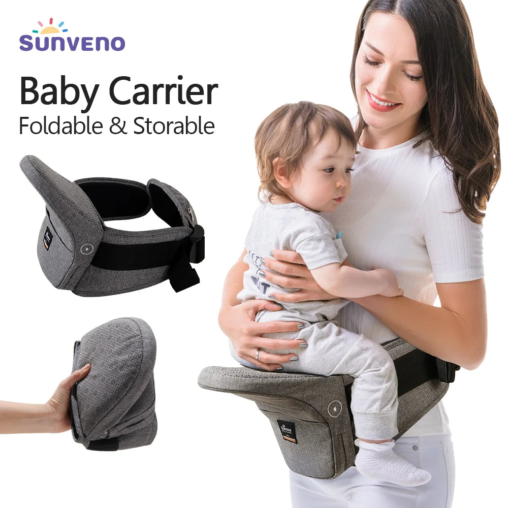 Sunveno Advanced Foldable Baby Carrier Adjustable Waistband Ergonomic Lightweight Collapsable Hipseat Carrier Portable Pocket