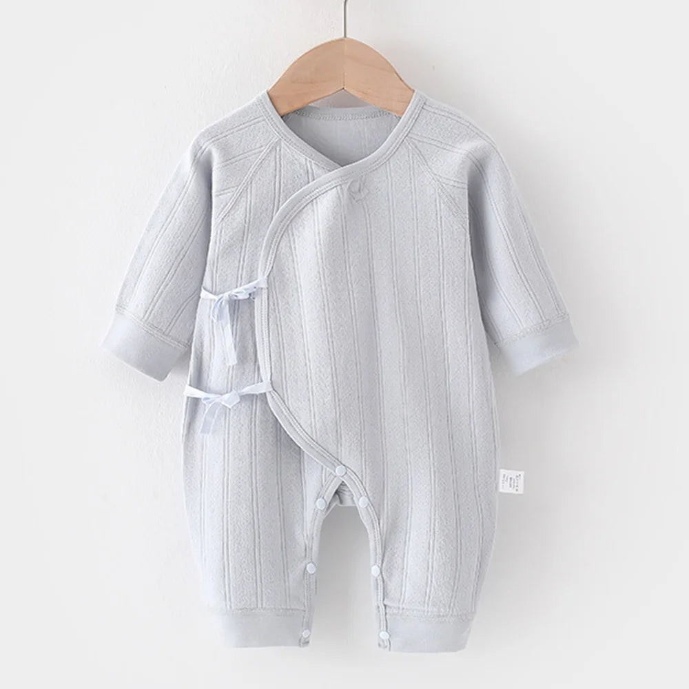 Newborn Onesie Cotton Solid Color Spring Autumn Winter Unisex Long Sleeve Baby Boy Girl Rompers 0-3 Months Hospital Clothes