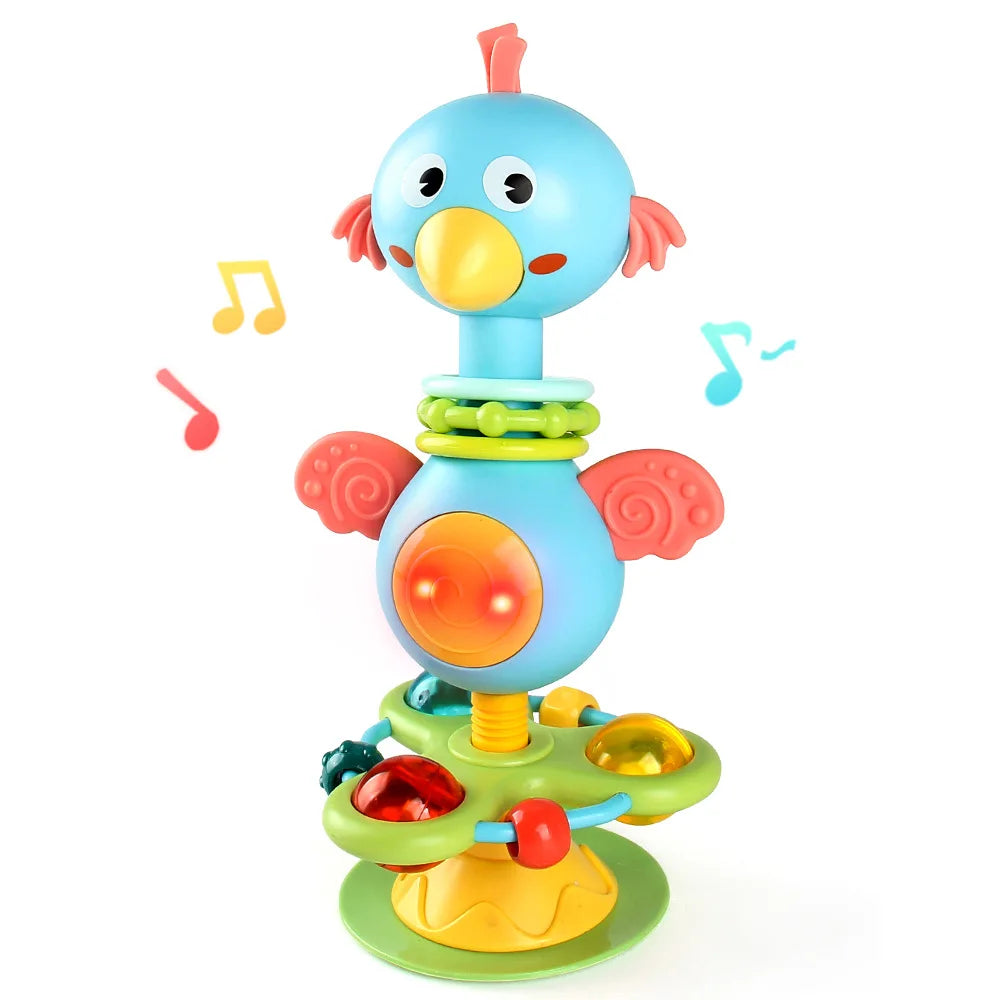 Baby Cartoon Soothing Ringing Toys Rattles Set Infant High Chair Toy Table Suction Cup Toy Interactive Development Baby Tray Toy