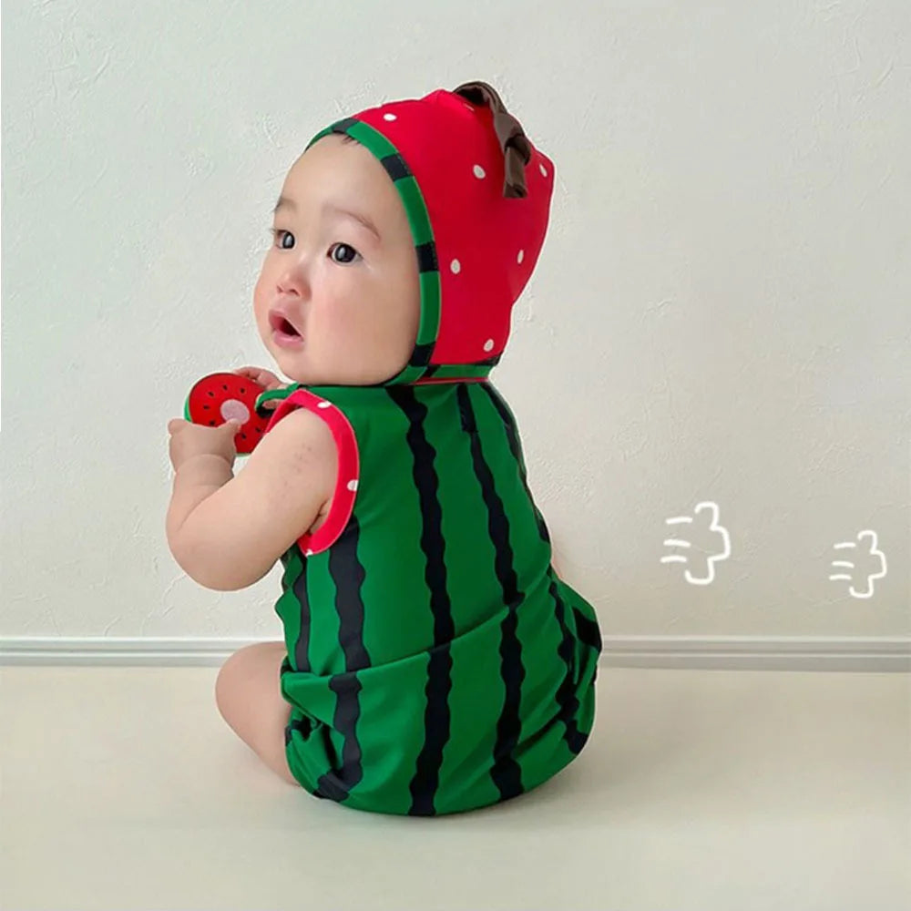 Newborn Clothes 0-2 Years 2025 Summer New Baby Jumpsuit Ins Cute Fruit Shape Baby Boy's One Piece Clothes Swimsuit Take Photo