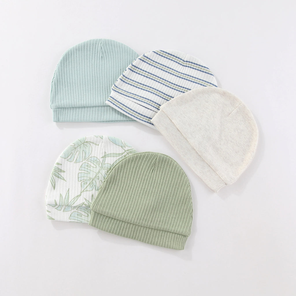 5 Pcs/Lot Newborn Baby Boy Girl Hats Cotton Soft Unisex Caps Four Seasons Infant Accessories