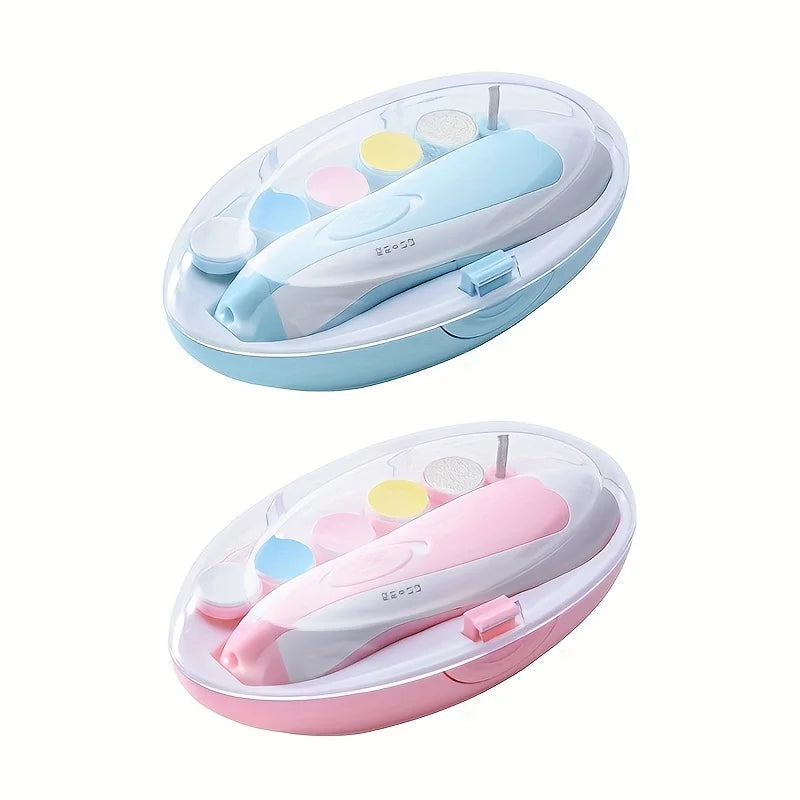 7-in-1 Baby Nail Trimmer with Portable Case, Safe Nail Clipper Set with 5 Extra Grinding Heads, Newborn Nail Polishing Tool Set