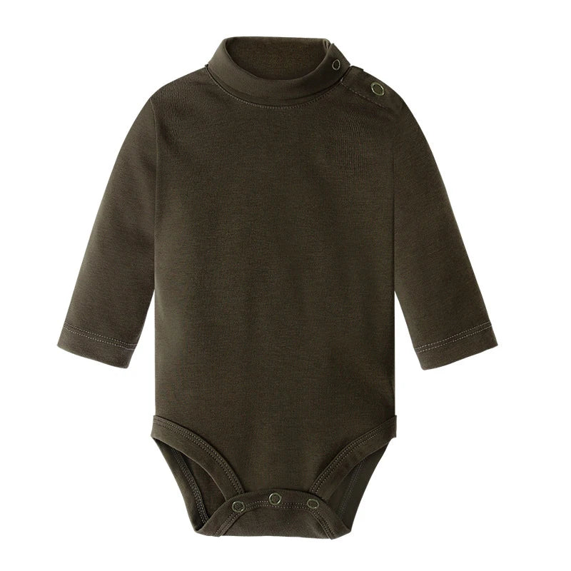 0-3 Yrs Baby Infant Clothing Turtle Neck Cotton Rompers Solid Color Newborn Boys Girls Autumn Winter Long Sleeve Jumpsuit Tops