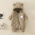 Autumn Winter Baby Quilted Romper - Newborn Thickened Warm Onesie Cotton Outerwear Toddler Creeper