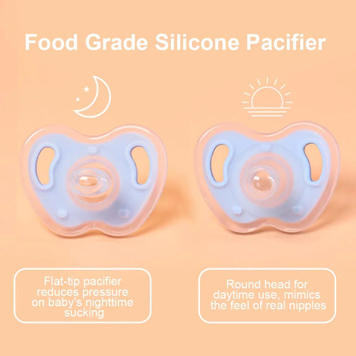 3Pcs Baby Apple Pacifier Set Silicone Soother with Spring pacifier chain and PP storage Box 100% BPA Free Portable Pacifier Set