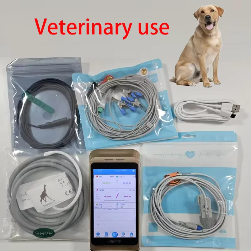 Portable 5.5-inch Touch Screen Patient Monitor Human/Vet/Newborn Use 6-Parameter Vital Signs Monitor