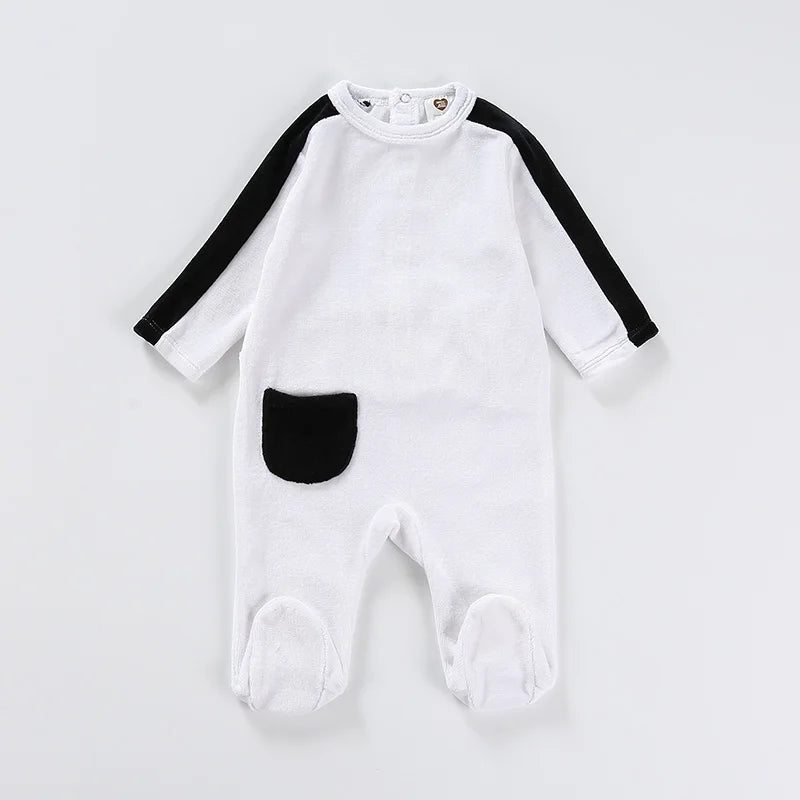 Baby Footie Pajamas Toddler Back opening Rompers Girl Boy Warm One Piece  Long Sleeve  Velvet Jumpsuit Fall Winter Clothes