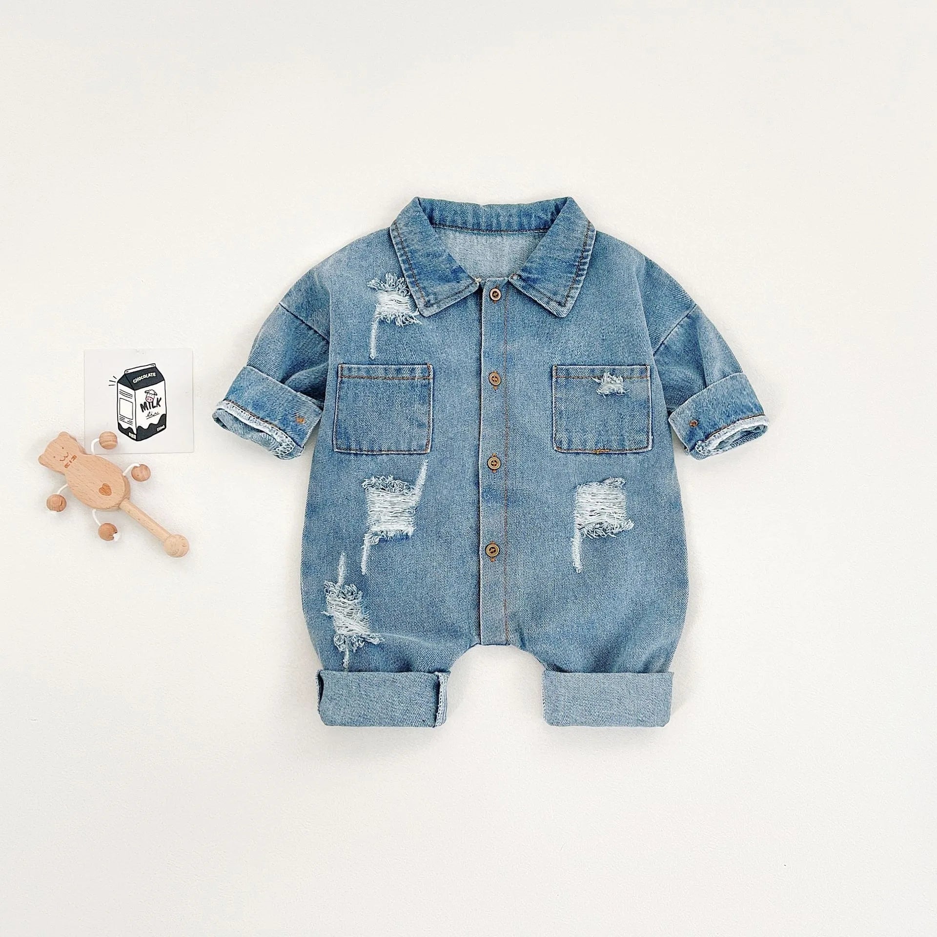 Ircomll New Autumn Infant Denim Climbing Clothing Romper Lapel shirt Baby Boy Clothes Baby Jumpsuit Girl Newborn Overalls Onesie
