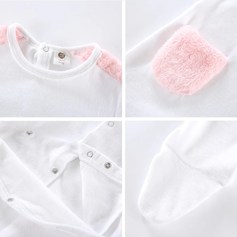 Baby Footie Pajamas Toddler Back opening Rompers Girl Boy Warm One Piece  Long Sleeve  Velvet Jumpsuit Fall Winter Clothes