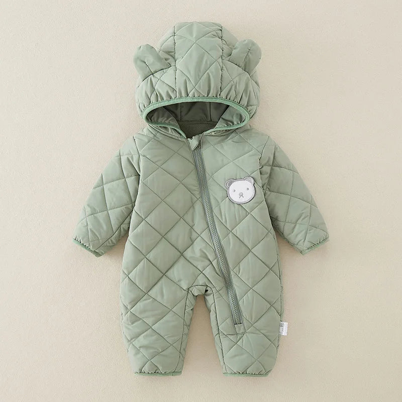 Autumn Winter Baby Quilted Romper - Newborn Thickened Warm Onesie Cotton Outerwear Toddler Creeper