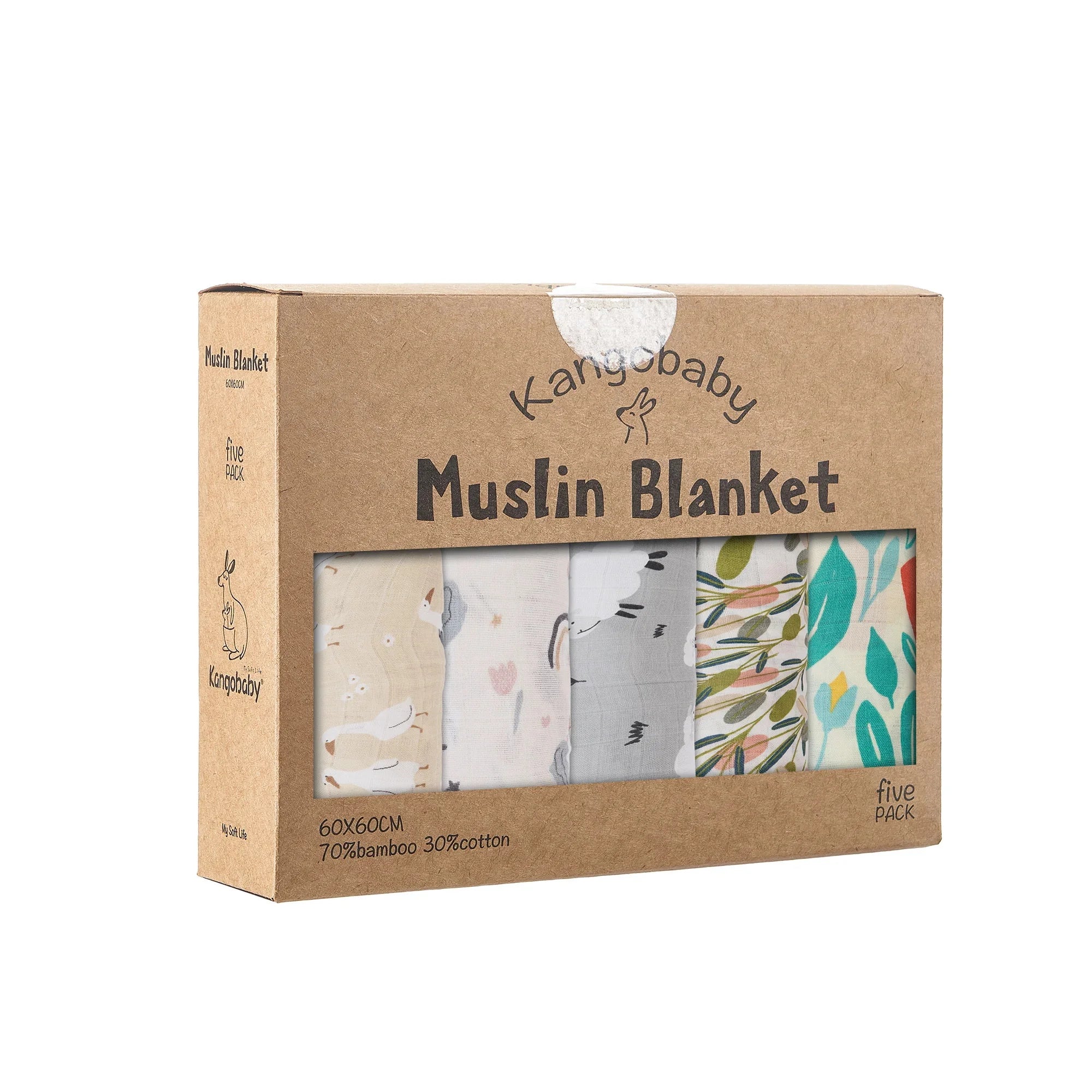 5Pcs/Set Multi-Functional Bamboo Cotton Newborn Muslin Bib  Breathable Baby Burp Cloth Soft WashCloth