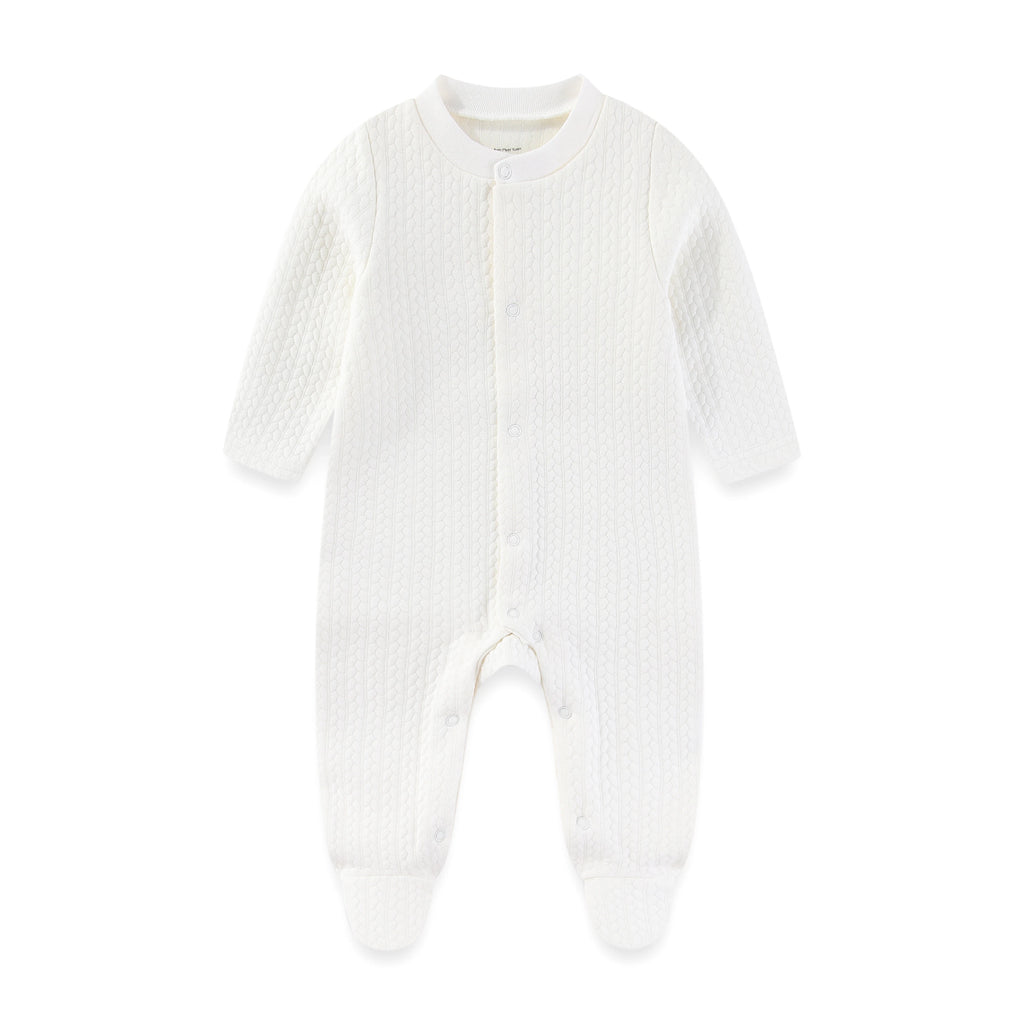 Solid Color Winter Baby Unisex Jumpsuits Warm Newborn Boy Girl Footed Rompers Infant Outfit