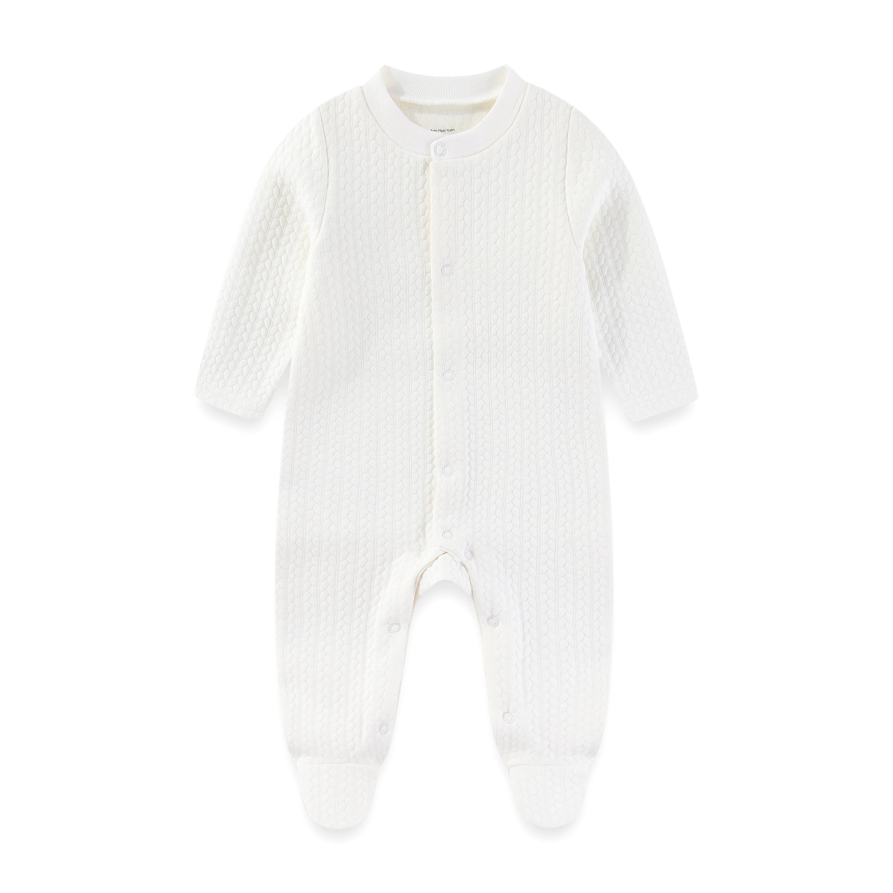 Solid Color Winter Baby Unisex Jumpsuits Warm Newborn Boy Girl Footed Rompers Infant Outfit