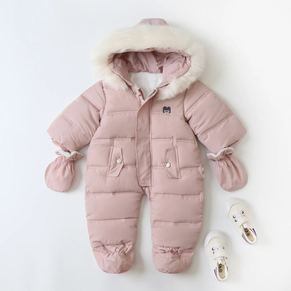 Winter Baby Jumpsuit Plus Velvet Warm Hooded Newborn Baby Girl Overalls  Infant Boy Snowsuit Toddler Romper Outfit 0-2 Years