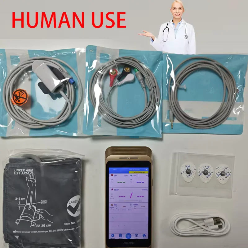 Portable 5.5-inch Touch Screen Patient Monitor Human/Vet/Newborn Use 6-Parameter Vital Signs Monitor