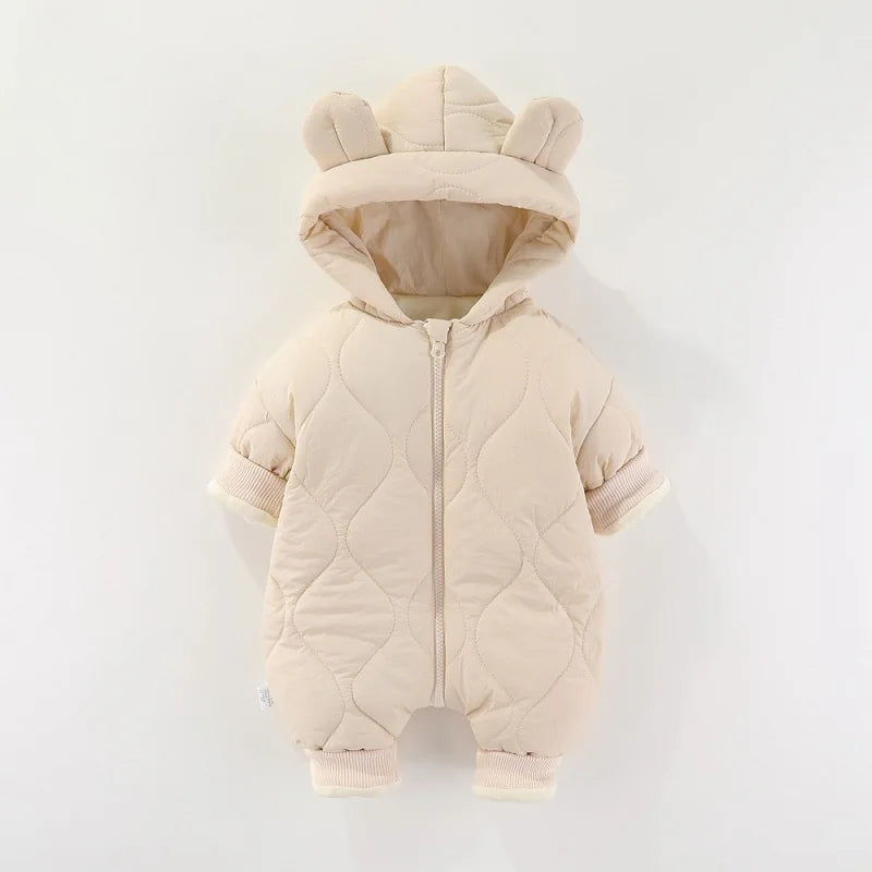 Baby jumpsuit autumn and winter girls pure cotton thickened newborn romper thickened long sleeved boys baby clothes