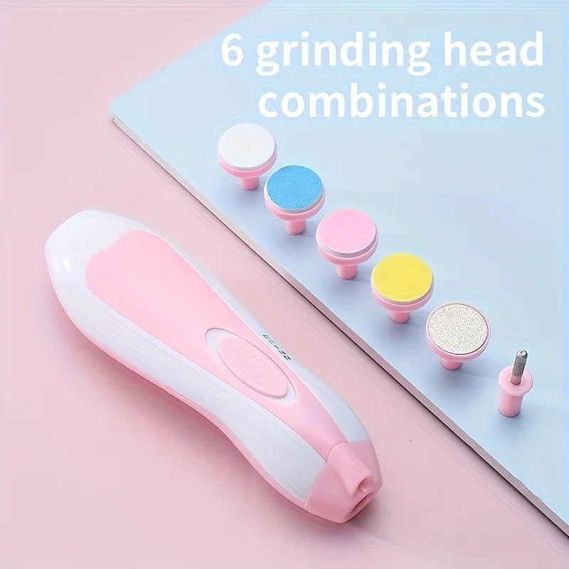 7-in-1 Baby Nail Trimmer with Portable Case, Safe Nail Clipper Set with 5 Extra Grinding Heads, Newborn Nail Polishing Tool Set