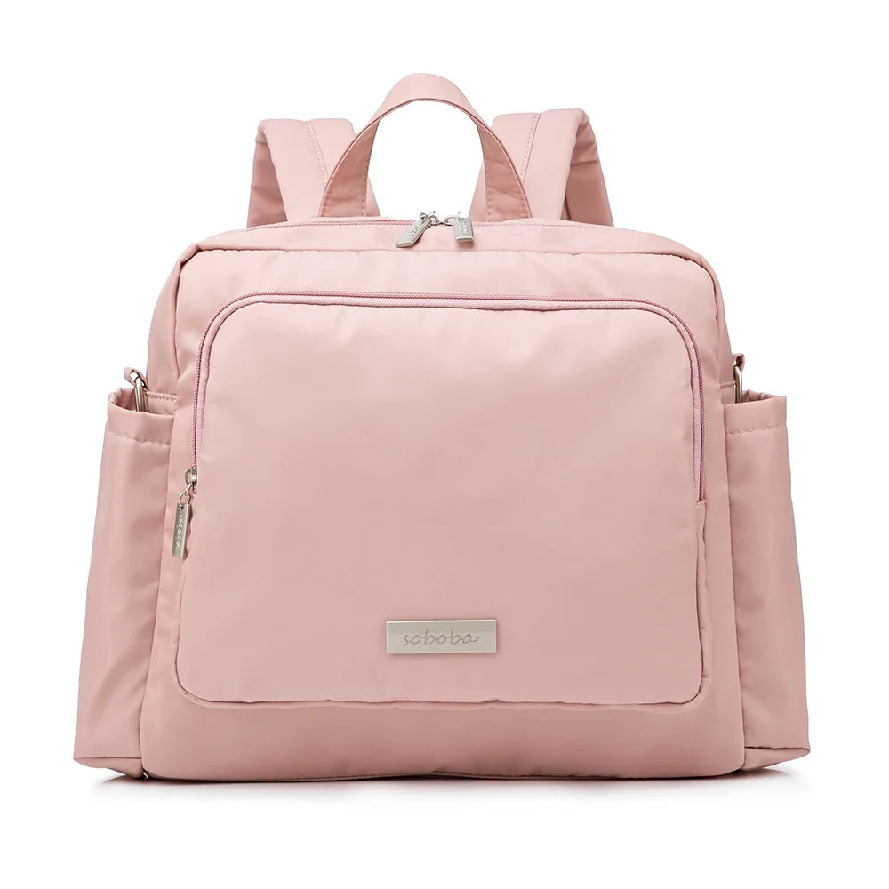 Soboba 2023 New Diaper Bags for Mother Waterproof Large Capacity Solid Polyester Diaper Backpacks Travel Bag for Newborn Baby