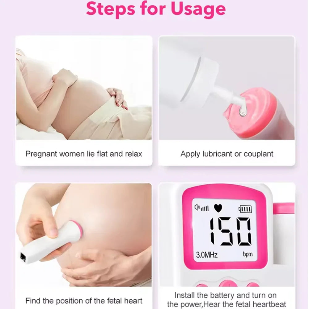 Baby Doppler Fetal 3MHz Baby Heart Rate Detector Pregnancy Stethoscope Heartbeat Monitor For Pregnant Women Baby Newborn Items