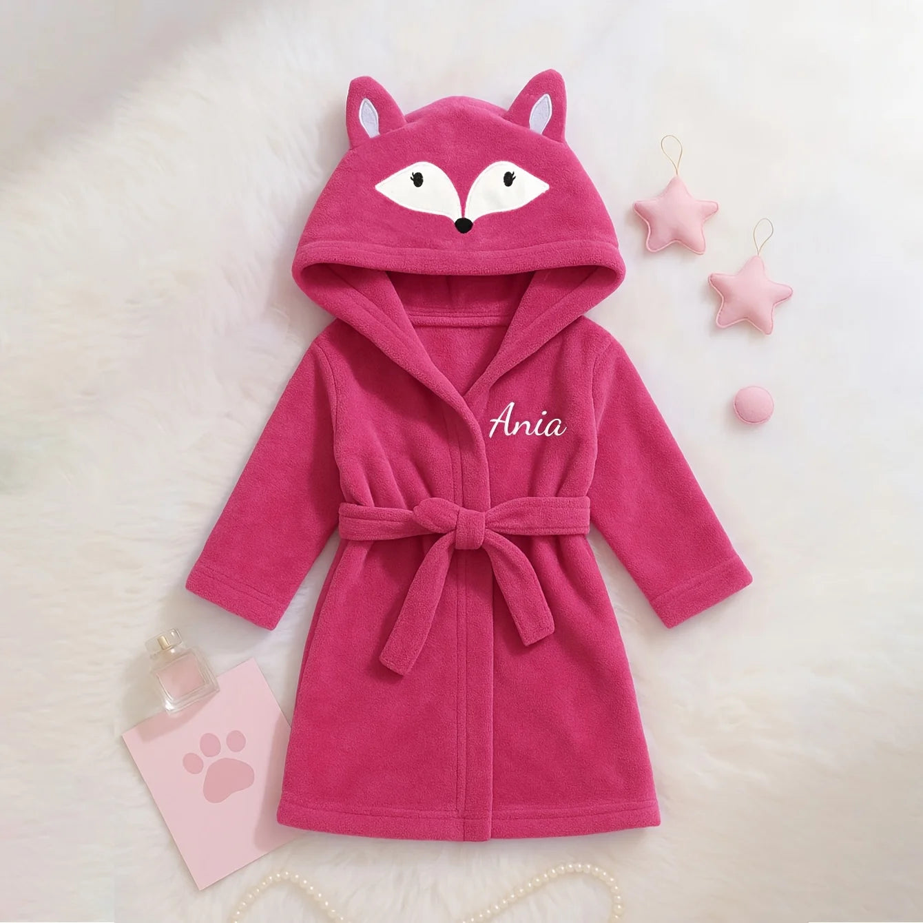 Custom Name Embroidered Bear Hooded Baby Towel | Soft Plush 74-84cm for 12-24M | Christmas Birthday Winter Gift