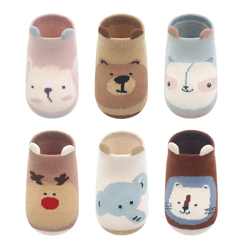Lawadka Newborn Baby Socks Anti Slip Cotton Cartoon Toddler Floor Short Socks For Girls Boys Casual Infant's Home Sock Autumn