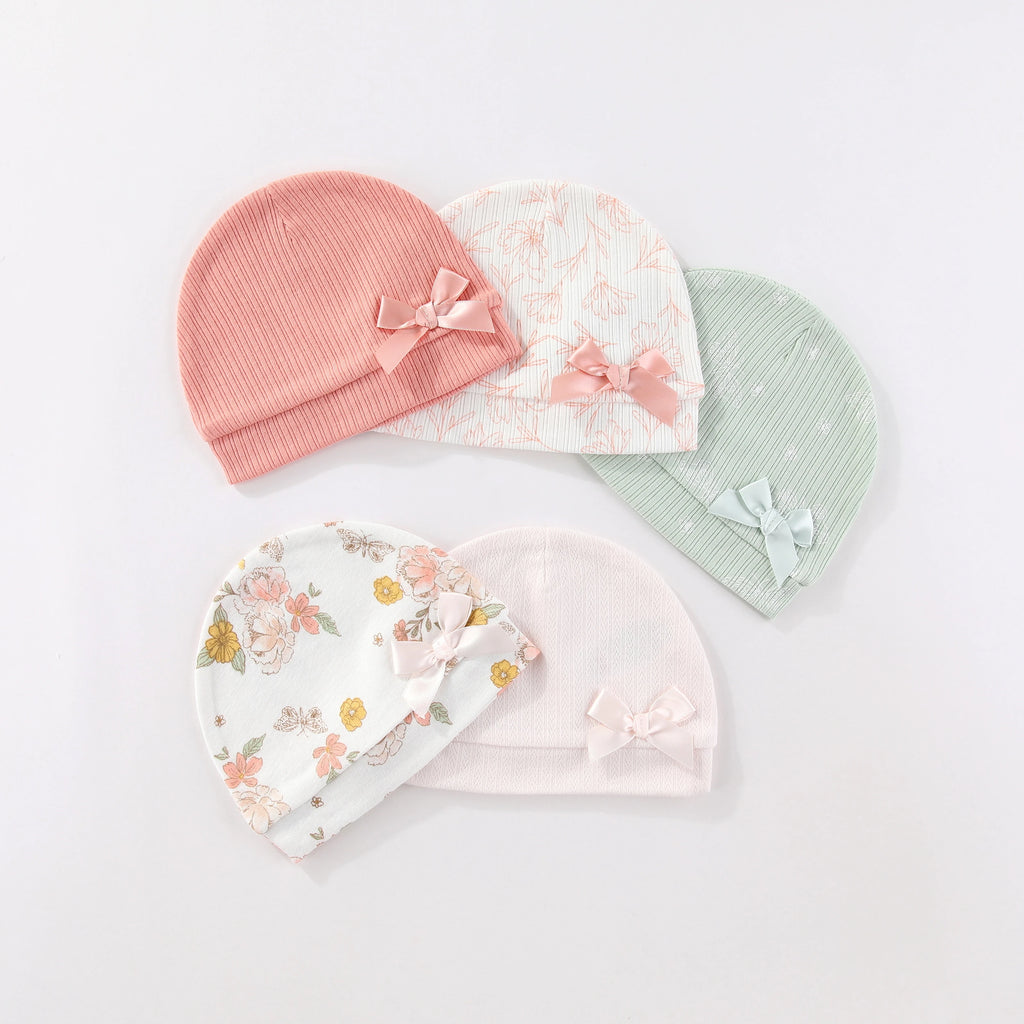 5 Pcs/Lot Newborn Baby Boy Girl Hats Cotton Soft Unisex Caps Four Seasons Infant Accessories