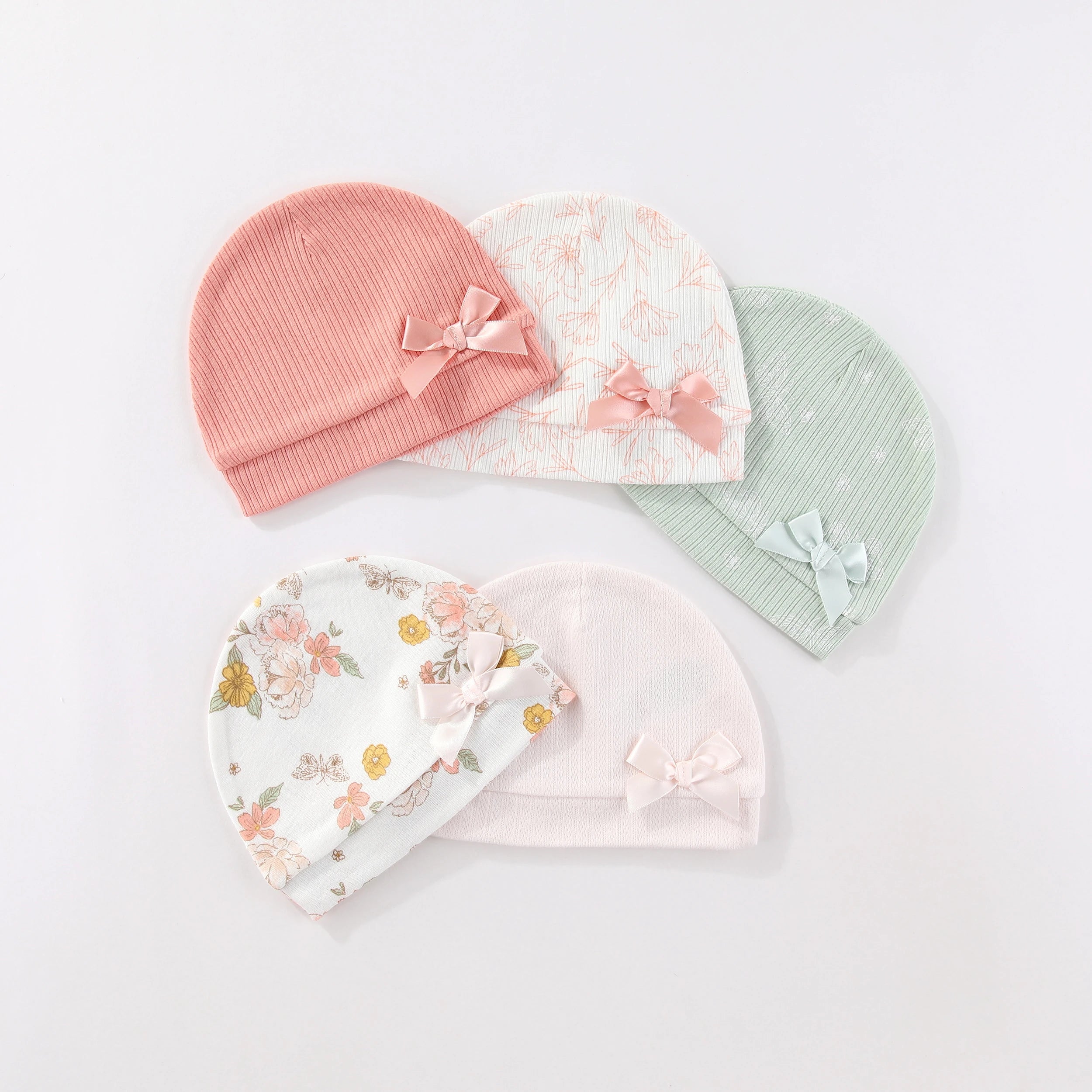 5 Pcs/Lot Newborn Baby Boy Girl Hats Cotton Soft Unisex Caps Four Seasons Infant Accessories