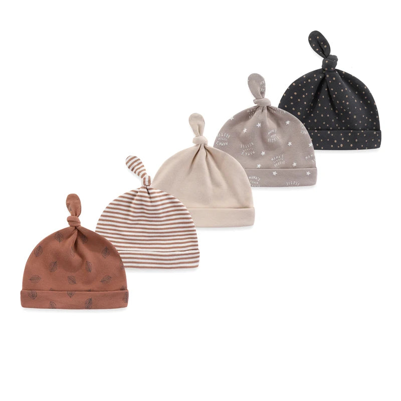 5 Pcs/Lot Newborn Baby Boy Girl Hats Cotton Soft Unisex Caps Four Seasons Infant Accessories