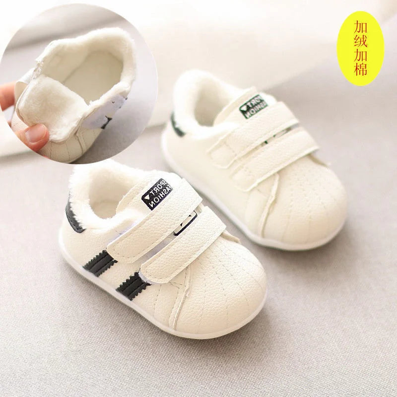 Winter New Korean Style  Newborn Girls Boys First Walkers Kids Toddlers Cotton Soft Soles Non-slip Shoes 1-2 Years