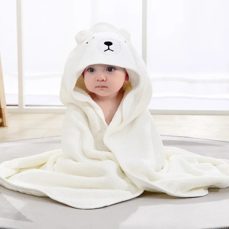 Customized Name Cartoon Animal Baby Bath Towel Soft Newborn Hooded Absorbent Infant Towel with Cap - Baby Shower Gift