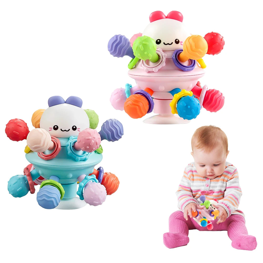 Manhattan Atomic Ball Silicone Baby Teether Soft Rubber Grasping Toy Early Education Baby Grasping Training Developmental Toy