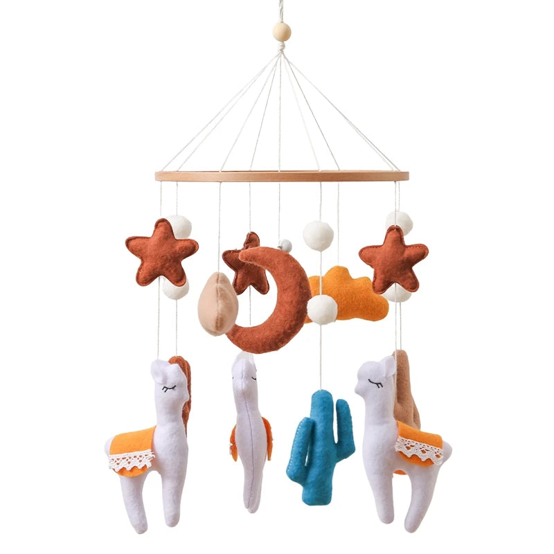 Baby Crib Mobile Rattle Toy 0-12Months Infant Soft Felt mobile Teddy Velvet Bear Bed Bell Hanging Toy Holder Bracket Crib Toy