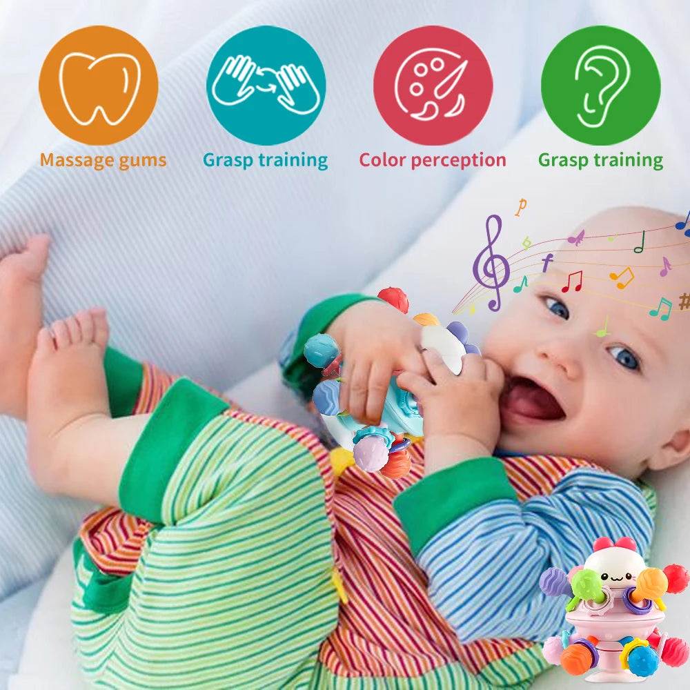 Manhattan Atomic Ball Silicone Baby Teether Soft Rubber Grasping Toy Early Education Baby Grasping Training Developmental Toy