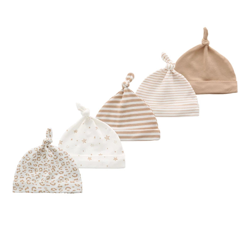 5 Pcs/Lot Newborn Baby Boy Girl Hats Cotton Soft Unisex Caps Four Seasons Infant Accessories