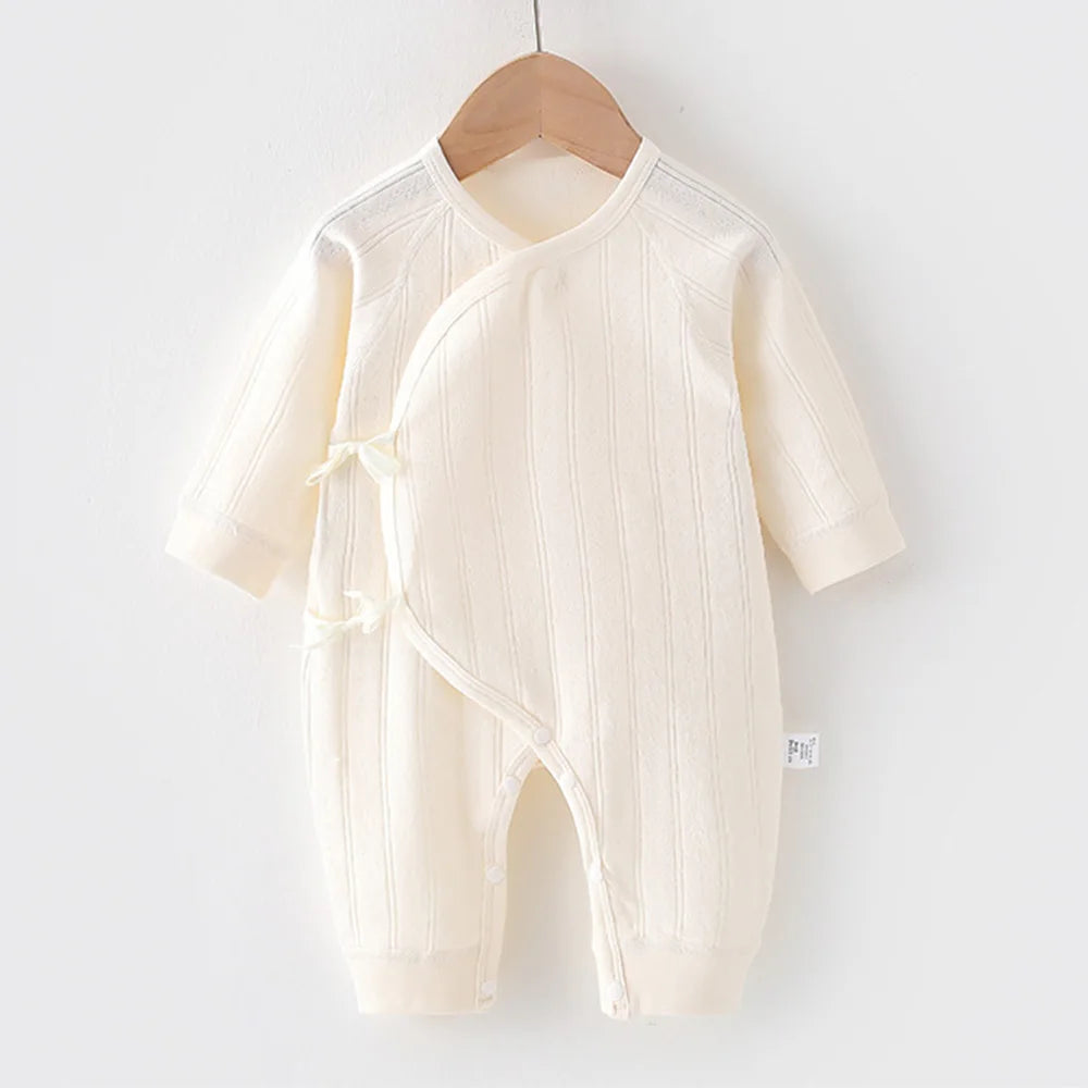 Newborn Onesie Cotton Solid Color Spring Autumn Winter Unisex Long Sleeve Baby Boy Girl Rompers 0-3 Months Hospital Clothes