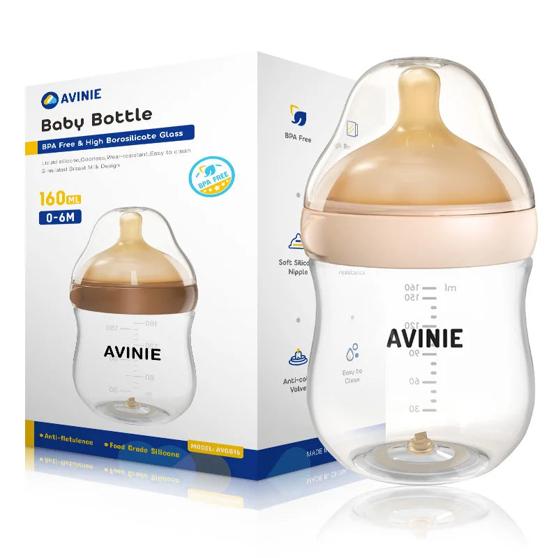 Newborn baby Wide caliber High borosilicate glass Bottles Anti choking Anti-Colic Bottle 0-6 months+ 160ml 240ml Baby Bottles