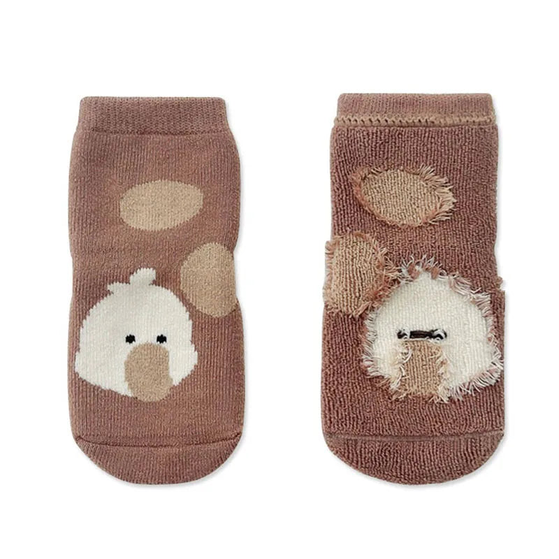 5 Pairs/Lot Autumn Newborn Baby Toddler Anti-slip Socks Children's Cartoon Indoor Playing Floor Non Slip Socks for 0-5Y Babies