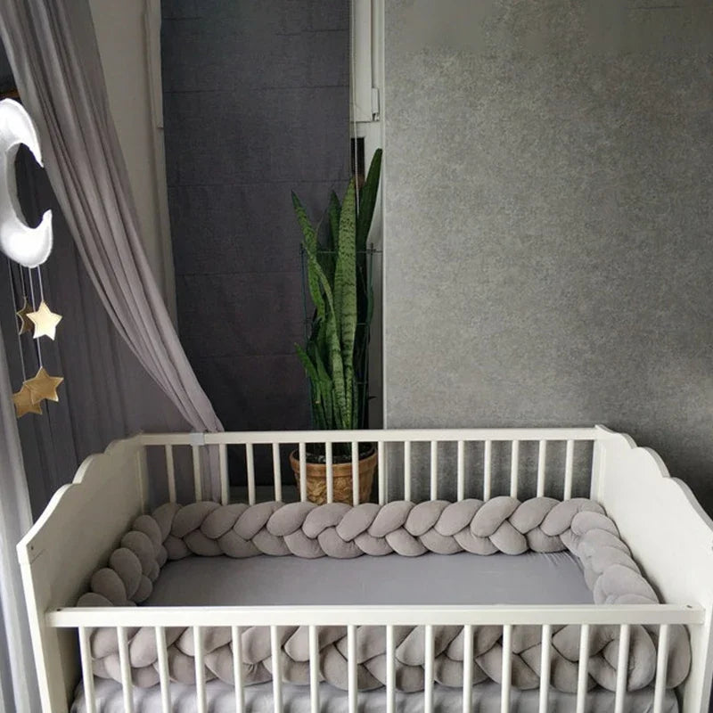 2M/3M Baby Bed Bumper Braided Crib Anti-collision Bed Surround Newborns Bumper Circumference Protector