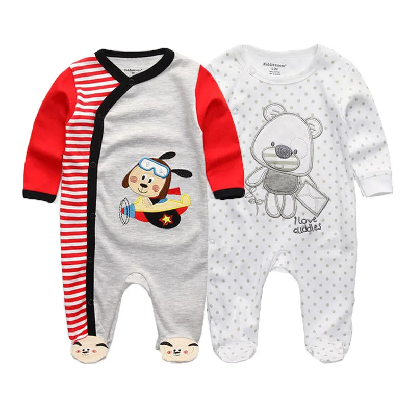 2 Pcs/Lot Baby Rompers Newborn Boy Girl Long Sleeves Clothing Set Spring Autumn Infant Onesies Clothes Christmas Valentine's Day