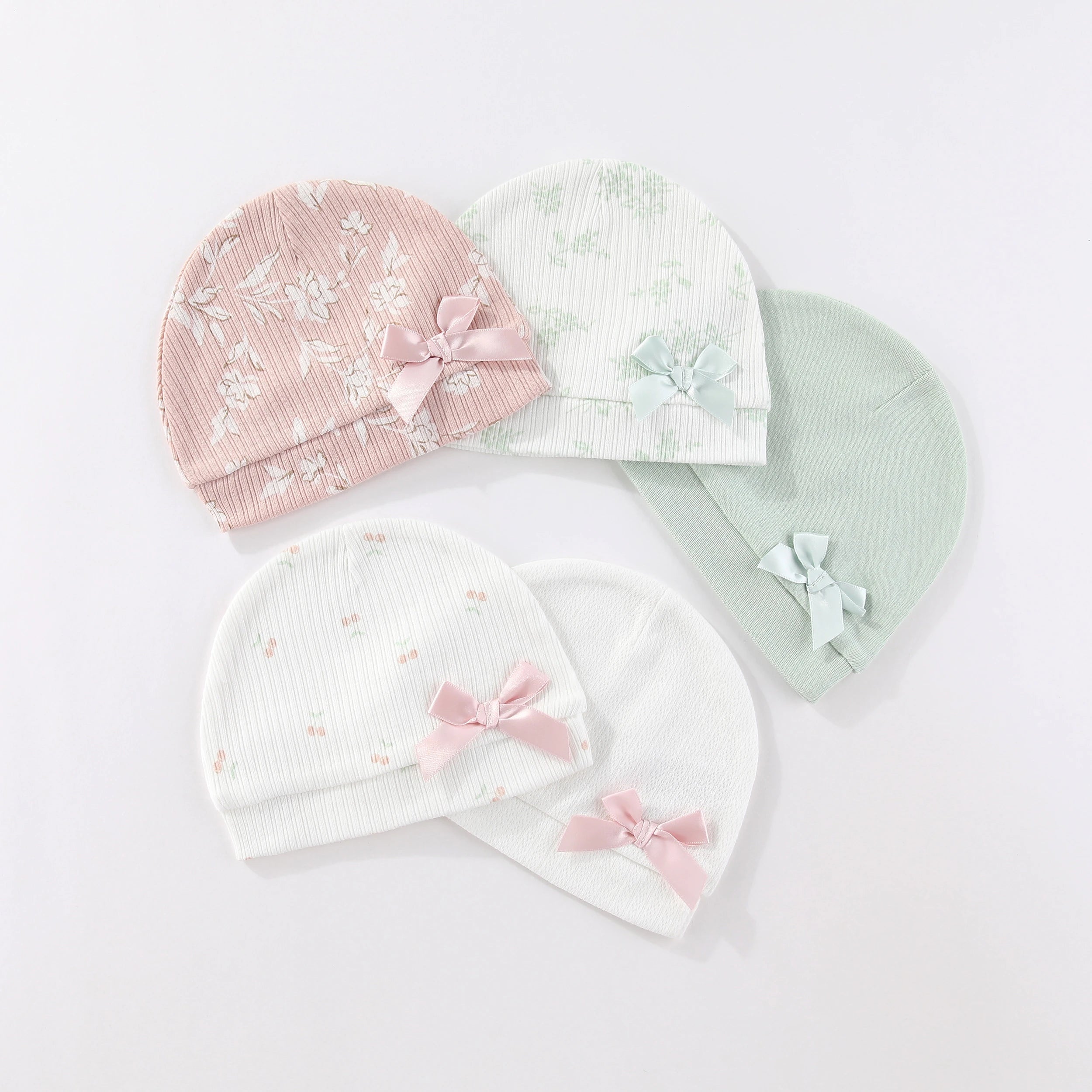 5 Pcs/Lot Newborn Baby Boy Girl Hats Cotton Soft Unisex Caps Four Seasons Infant Accessories