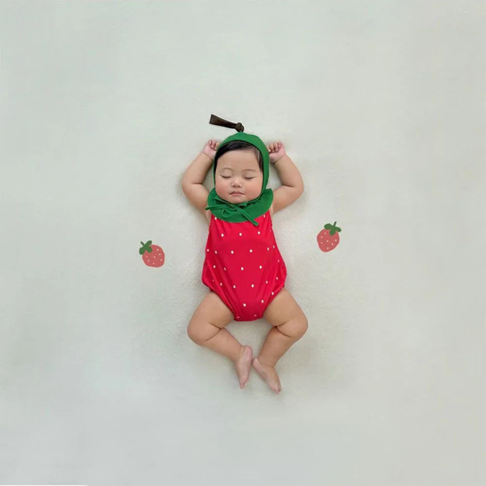 Newborn Clothes 0-2 Years 2025 Summer New Baby Jumpsuit Ins Cute Fruit Shape Baby Boy's One Piece Clothes Swimsuit Take Photo