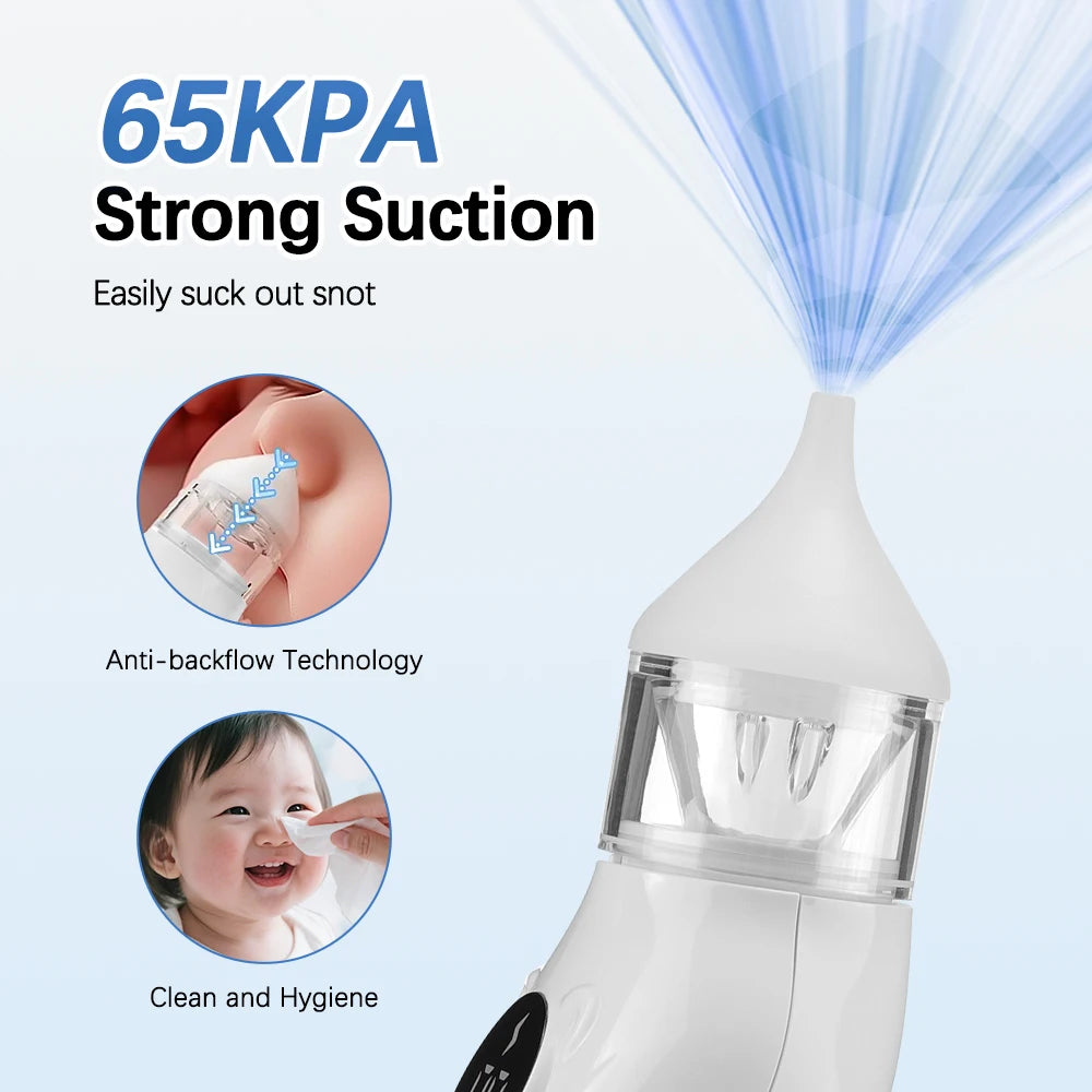 9-Level Suction Baby Electric Nasal Aspirator Food-Grade Dual Nozzle Silicone Tips Anti-Backflow Quiet Operation LCD for Newborn