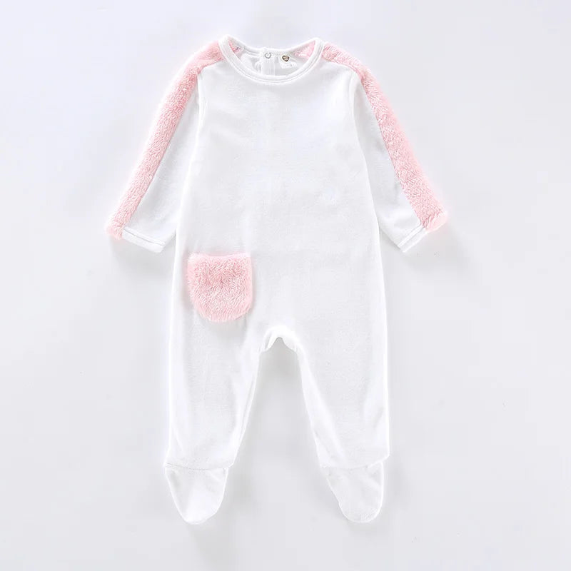 Baby Footie Pajamas Toddler Back opening Rompers Girl Boy Warm One Piece  Long Sleeve  Velvet Jumpsuit Fall Winter Clothes