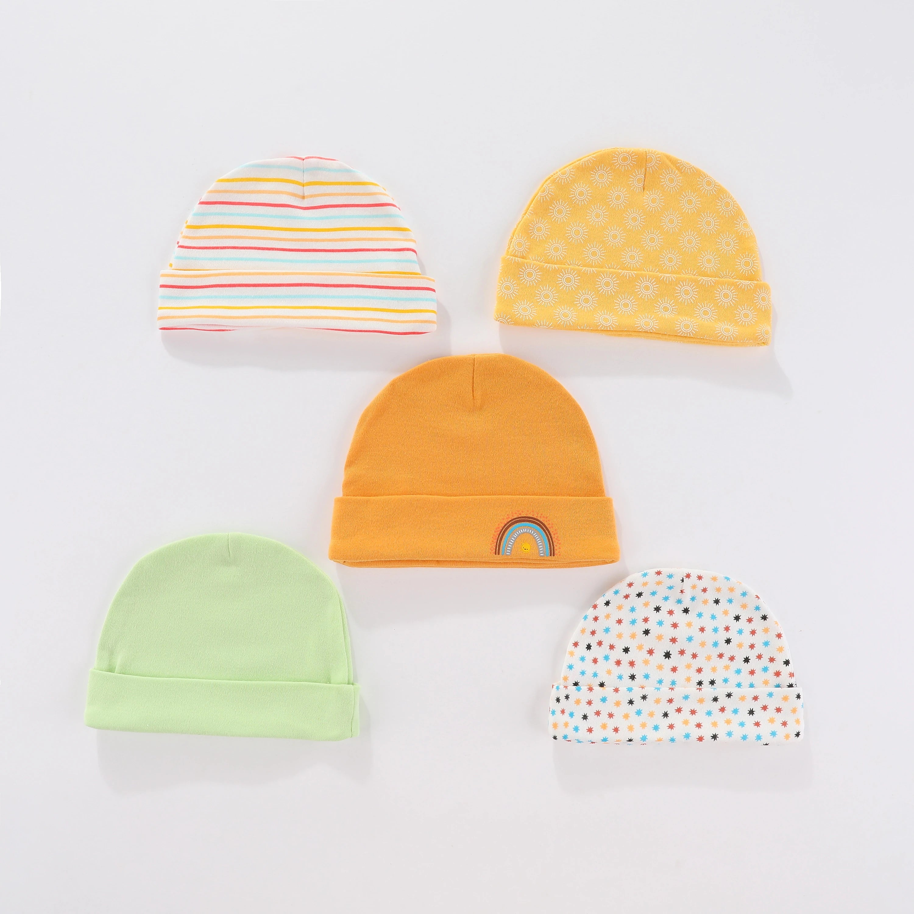 5 Pcs/Lot Newborn Baby Boy Girl Hats Cotton Soft Unisex Caps Four Seasons Infant Accessories