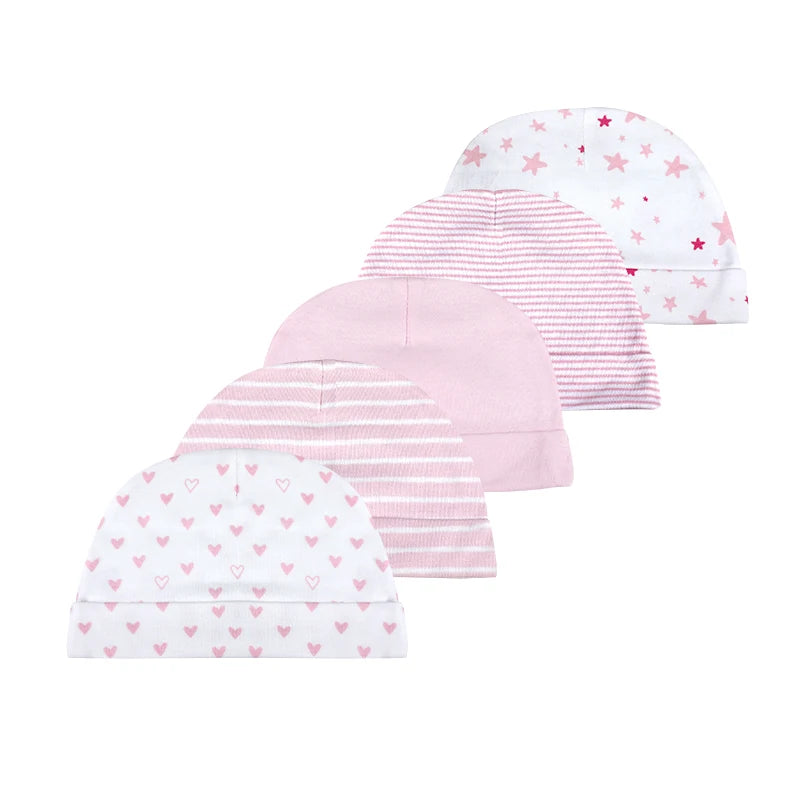 5 Pcs/Lot Newborn Baby Boy Girl Hats Cotton Soft Unisex Caps Four Seasons Infant Accessories