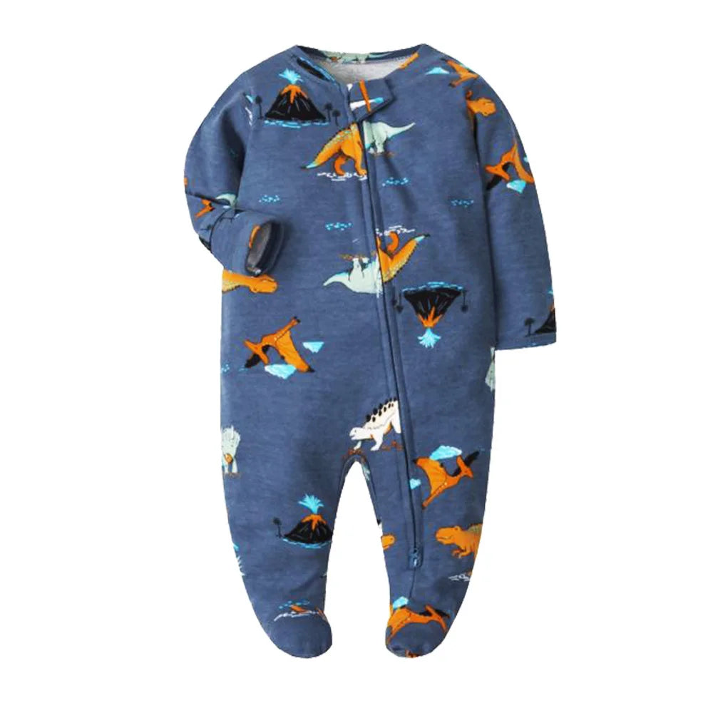 New Baby Rompers Cotton Infant Boys Girls Jumpsuit Zipper Footed Solid Long-Sleeve Pajamas Sleepsuits