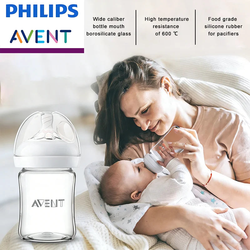 AVENT Baby Bottle 125ml/160ml Newborn Glass Bottle Large Diameter Wear Resistant Corrosion Resistant High Temperature Resistant
