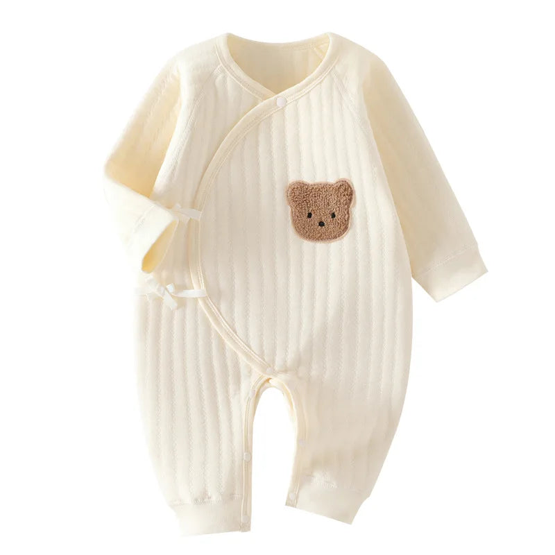 Autumn Newborn Clothes Winter Thick Butterfly Clothes Three-layer Warm Baby Crawling Clothes Spring and Autumn Rompers Bodysuit